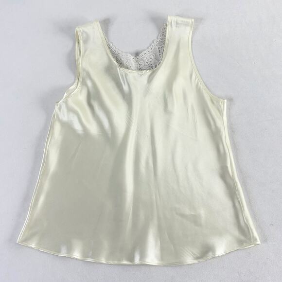 Vintage Buttercream Silky Doily Lace Sleeveless Cami Top Sz M - Picture 4 of 8